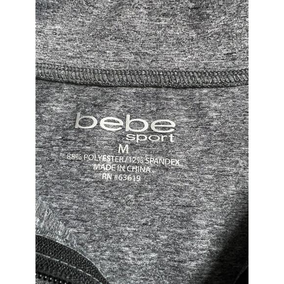 Bebe Sport Heather Gray Mesh Striped Zip Front Athletic Jacket Size Medium - Picture 4 of 6